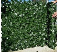 Rollo de valla de hiedra artificial, 3 m x 1,5 m, pantalla de privacidad de seto de hojas verdes, protección UV, panel de valla de hiedra sintética para jardín, balcón, patio, pared, decoración de