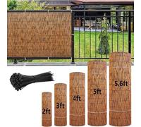 Rollo de valla de privacidad para patio al aire libre, valla de junco natural, valla antigua para exteriores, divisor decorativo para patio, valla de bambú de 61 x 610 cm de alto (marrón)