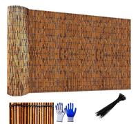 Rollos de cerca de caña natural, cerca de bambú de privacidad Pantalla de caña de rollo de 2/3/4/5/6 pies de alto, cerca de bambú decorativa for patio trasero al aire libre(H0.91xL10m/H3xL33ft)