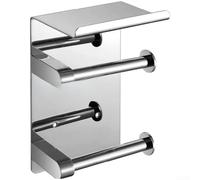Rollos dobles para soporte de papel wc 304 de acero inoxidable autoadhesivo | Tiene capacidad para dos ruedas, reduce el cambio, montaje autoadhesivo, acero inoxidable 304, duradero