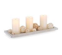 Romadedi Bandeja de madera estrecha rectangular blanca, 34,5 cm | Bandeja decorativa alargada para velas y mesa, mesa de café, cocina, mesa de comedor y sala de estar