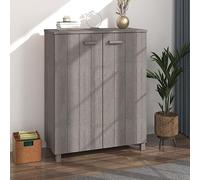 ROMHZKS Hamar - Armario para zapatos (85 x 40 x 108 cm, madera de pino macizo, con puertas gris claro, 3 estantes para almacenamiento de zapatos sin polvo, marco de madera estable