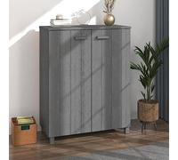 ROMHZKS HAMAR - Zapatero de madera maciza de pino con puertas, tres estantes para almacenamiento sin polvo, 85 x 40 x 108 cm, color gris oscuro