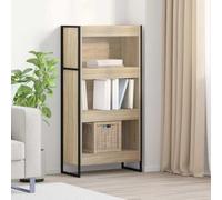 ROMHZKS Librería de 60 x 30 x 121 cm, madera Sonoma con patas de acero | Diseño industrial, patas de acero para estabilidad, superficie lisa, almacenamiento flexible, montaje en pareja