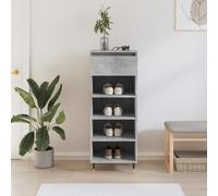 ROMHZKS Zapatero gris cemento 40 x 36 x 105 cm de madera con 4 compartimentos abiertos y 1 cajón, zapatero sin polvo con patas de metal para mayor estabilidad