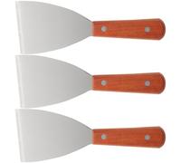 ROMISBABA 3piezas Espátulas de Cocina de Acero Inoxidable con Mango de Madera Raspador Multiusos para Parrilla y Horneado Pala Creativa para Cocinar y Servir Carne para Camping y Uso