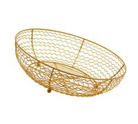 ROMISBABA Cesta Europea de Frutas de Hierro Dorado Base Elevada | Malla Metálica Hueca, Gran Capacidad, Estilo Moderno Atemporal, para Mesa Central, Postres y Baño