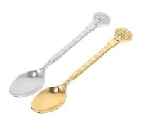 ROMISBABA Juego de 2 Cucharas de Café de Aleación de Zinc Mango Ergonómico sin Rebabas, Diseño Redondo Adecuado para Postres y Cócteles Hogar Color Aleatorio