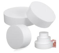 ROMISBABA Juego de 3 Moldes de Espuma para Tartas Redondos Blancos de 10, 15 y 20cm, Ligeros y Pintables para Práctica y Decoración de Pasteles en Bodas
