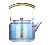ROMISBABA Tetera de Vidrio Capacidad Grande y Pico Ancho, Diseño Elegante y Retro, Resistente al Calor para Oficina y Hogar, Cómoda al Tacto
