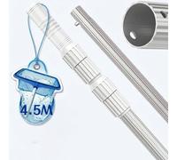ROMIVO Barra Telescópica Piscina Aluminio 3 Piezas Regulable 1,4-4,5m, Poste Limpieza Estable & Robusto (1,2mm) para Red Skimmer, Recogehojas, Cepillo, Cabezal Succión
