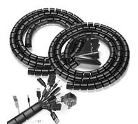 Romon 2 Piezas Cubre Cables Espiral, 22mm*1.5 M Funda Cables, con 1 Clip Guía, Tubo Flexible en Espiral para TV PC,Negro