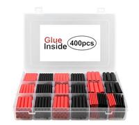 Romon 400 Piezas Tubo Termorretráctil Negro, Kit de Tubo Térmico Negro 3:1, Surtido de Aislamiento Eléctrico, Funda Termoretractil para Cables, 7 Tamaños