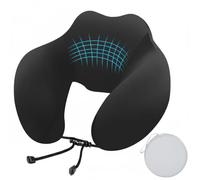 Romon Almohada cervicales y Cuello Viaje en Forma de U, cojín Cervical con Funda de Seda Helada, Soporte ergonómico de 360° con Espuma viscoelástica, cordón Ajustable, para avión, Coche, Tren Negro
