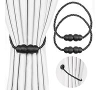 Romon Alzapaños Cortinas, 2 Piezas Anillos Cortinas Sujeta Cortinas Recoge Abrazaderas Cortinas, Alzapaños Cortina Magnéticos Correas de Imán para Cortinas Hebillas Cortinas para Casa Oficina, Negro