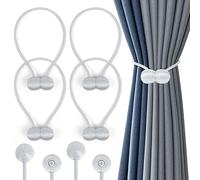 Romon Alzapaños Cortinas, 4 Piezas Alzapaños De Cortina Magnéticos, Correas De Imán Para Cortina, Sujeta Hebillas Cortinas Del Hogar, Para La Decoración De La Ventana Del Hotel Home Office, Gris Claro