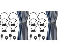 Romon Alzapaños Cortinas, 4 Piezas Alzapaños de Cortina Magnéticos, Correas de Imán para Cortina, Sujeta Hebillas Cortinas del Hogar, para la Decoración de la Ventana del Hotel Home Office, Negro