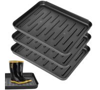 Romon Bandeja para Zapatos, Juego De 3 Piezas Negras De Plástico PP, Lavable Y Antimanchas, con Borde Elevado, Multiusos para Zapatos Sucios, Mojados Y Comida De Mascotas