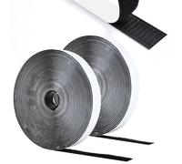 Romon Belcro Adhesivo Doble Cara, 5M Fuerte Hook y Loop Auto Adhesivo, 20mm Ancho Reutilizable Nylon Cinta para Oficina, Mosquiteras, Doméstica, Negro
