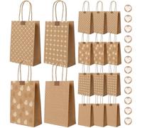 Romon Bolsas de Papel, Bolsas Papel Kraft de 12 piezas con 12 Pegatinas Para bolsas de papel kraft, Bolsas chuches cumpleaños, bolsas para bodas, etc.