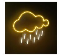 RONGCH Decoración Lámparas Letrero De Neón Con Nube Lloviendo, Ideal Para Habitación Infantil, Brillo Ajustable 47cm(Yellow+Warm White)