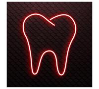 RONGCH Decoración Lámparas Letrero De Neón Diente, Ideal Para Decoración Pared Clínica Dental Con Brillo Ajustable 30cm(Rojo)