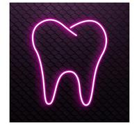RONGCH Decoración Lámparas Letrero De Neón Diente, Ideal Para Decoración Pared Clínica Dental Con Brillo Ajustable 30cm(Rose red)