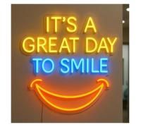 RONGCH Decoración Lámparas Letrero De Neón It's A Great Day To Smile Arte Mural Con Cita Positiva Para El Hogar Y La Clínica Dental. Luz De Brillo Ajustable De 50cm