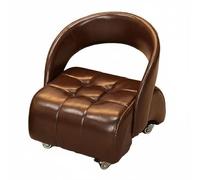 Ronyme Asiento con Respaldo Taburete Rodante Silla Giratoria Silla Acolchada con Ruedas de Deslizamiento Suave Compacto y Cuero Adecuado para Sala Dormitorio, 40 X 44 X 46 Cm, Negro