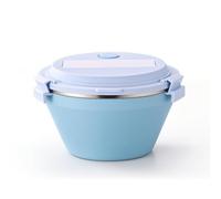 Ronyme Contenedor Térmico para Almuerzo Caja Bento Tartera con Cuenco de Acero Inoxidable 304 y Tapa con Cierre Bloqueable y Válvula Doble Nivel con Cuchara, Array, Azul