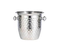 Ronyme de Vino Cubitera Balde de Hielo Recipiente para Botellas Contenedor con Asas con Borde Ancho y Cuerpo Redondeado de Estilo Contemporáneo Adecuado para, Grande, Martillado, Plata