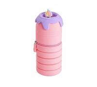 Ronyme Estuche de Lápices de Silicona Retráctil Tipo Portalápices Cartuchera Organizador de Escritorio Material Suave Anticaídas y Fácil de Limpiar Apto para, Rosa