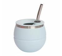 Ronyme Mate Taza Yerba Mate Vaso Termo Bombilla Acero Inoxidable con Tapa Ajustada y Metálica Base Estrecha Apto para Casa Oficina Viaje, Azul Claro