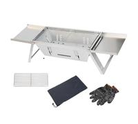 Ronyme Parrilla de Barbacoa Plegable Portátil Parrilla de Carbón Asador de Mesa Brasero para 3 a 5 Preparación y Servicio Lateral Adecuada para Camping Picnic Reuniones en el Jardín, L, Estándar