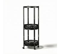 Ronyme Rotating Side Stand Carro Auxiliar Mesa Lateral Estantería Móvil Plegable con Ruedas Giratorias y Malla de Hierro y Tablero Adecuada para Sala Cocina Oficina Pasillo Balcón, Negro