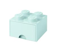 Room Copenhagen 4005 Lego Ladrillo 4 pomos, 1 cajón, Caja de almacenaje apilable, 4,7 l, Legion/Aqua Light Blue/Mint, 25 x 25 x 18 cm