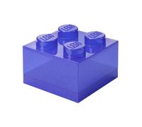 Room Copenhagen Caja apilable LEGO Brick 4 con tapa translúcida y purpurina violeta