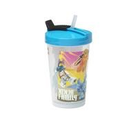 Room Copenhagen Vaso reutilizable Ninjago LEGO con tapa y paja para niños, aislante, Azur & Negro