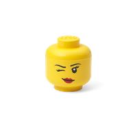 Room Copenhaguen LEGO Caja almacenaje mini en forma de cabeza de minifigura de niña guiñando un ojo.