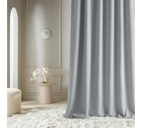 ROOM99 Aura - Cortina con Ojales Plateados, 140 x 230 cm de Ancho x 230 cm de Alto, oscurecimiento, Cortina corredera, Moderna, para salón, Dormitorio, Gris Claro, 1 Unidad