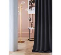 ROOM99 Cortina con Ojales Laurel 140 x 260 cm de Ancho x Alto Opacas Cortinas correderas para salón, Dormitorio, Color Negro, 1 Unidad