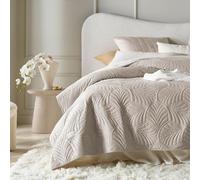 ROOM99 Feel Elegante Colcha en Color Beige 220 x 240 cm, versátil como Colcha para Cama o sofá, Ideal como Colcha de Terciopelo