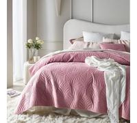 ROOM99 Feel Elegante Colcha en Color Rosa 200 x 220 cm, versátil como Colcha o Manta para sofá o Cama, Ideal como Colcha de Terciopelo