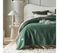 ROOM99 Feel Elegante Colcha en Verde Oscuro, 220 x 240 cm, Versátil para Cama o Sofá, Ideal como Colcha de Terciopelo