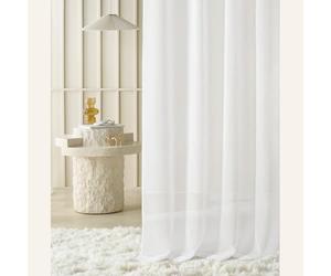 ROOM99 Novelia - Cortina con Cinta fruncidora (140 x 250 cm, Ancho x Alto), Transparente, Moderna, para salón, Dormitorio, para Sistema de Tejas, Color Blanco Liso, 1 Unidad