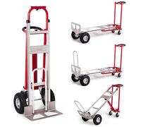 Roomark 4 en 1 Carretilla de Mano Plegable de Aluminio, Carga de 363 kg, Carro de Transporte Convertible, con Ruedas Antideslizantes, para Transporte de Mercancías, Almacén y Supermercado