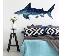 RoomMates RMK4014GM Calcomanías de pared de tiburón, azul, blanco, juego de 6 piezas