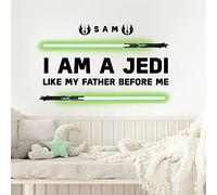 RoomMates RMK4897GM I Am A Jedi Headboard Glow in The Dark Peel and Stick Calcomanías, verde, negro