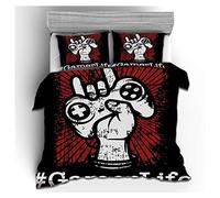Ropa de Cama con Impresión 3D Consola de Juegos Graffiti Blanco y Negro Gris Niño Adolescente Creativo Suave Microfibra Cremallera Funda Nórdica con Funda de Almohada (Marrón,180x210 cm)