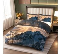 Ropa de Cama de 220x200cm - Amanecer En La Montaña NevadaJuego de Ropa de Cama para Todo el año 3 Piezas - Funda nórdica con 2 Fundas de Almohada de 50x75cm - Tema Natural